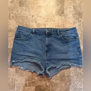 Lee Jean Shorts Cutoff Distressed Womens Size 18 Blue